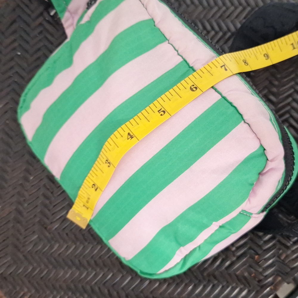 BAGGU Pink Green Awning Stripe Puffy Fanny Pack - Picture 8 of 13